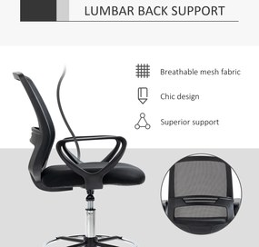 Vinsetto Fotel biurowy ergonomiczny obrotowy z regulacją wysokości czarny nowoczesny design | Aosom PL