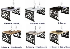 Loftowy stolik kawowy z ozdobnym stelażem czarny + dąb sonoma Serton 3X