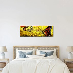 Obraz motyli (z zegarem) (90x30 cm)