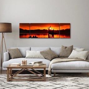 Obraz - Rybacy na jeziorze (170x50 cm)