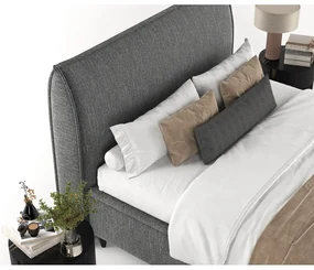 Szare tapicerowane łóżko dwuosobowe ze schowkiem 160x200 cm Pearl – Maison de Rêve