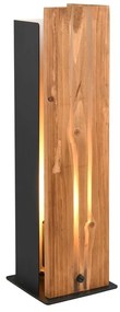Czarno-naturalna lampa stołowa z drewnianym kloszem (wysokość 40 cm) Karuni – Trio