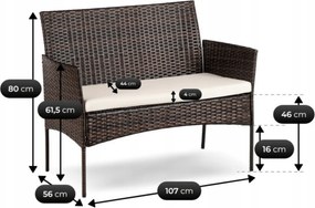 Zestaw Mebli Ogrodowych MISSISIPI Brązowy/Beżowy Sofa Krzesła Stolik Tarasowy Technorattan Nowoczesne