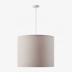 Lampa Sufitowa Wisząca Z Tkaniny Arlina Biała & Jasnoszary Taupe Ø50 Cm - ↑40 Cm Arlina - Sklum