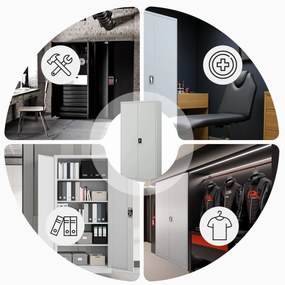 Szafa na dokumenty biurowa metalowa biała: JAN H, 900 x 1950 x 400 mm