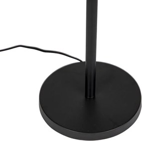 Lampa podłogowa czarny abażur wzór paw złoty wewnątrz 40 cm - Simplo