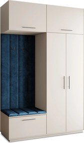 Masseno Garderoba REMA 150/240/60 cm Nowoczesna Szafa do Przedpokoju Kaszmir, MONOLITH 77 (Niebieski)
