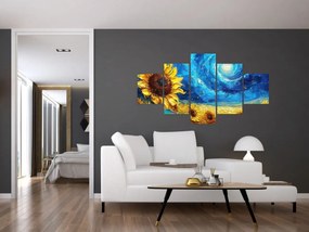 Obraz - Malowanie słoneczników (125x70 cm)