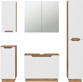 Zestaw mebli łazienkowych dąb/białe paski 79.6x32x62.1 lotta