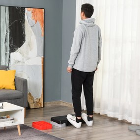 HOMCOM Stepper treningowy 2-stopniowa regulacja wysokości do użytku domowego i biurowego Czarny+Szary+Czerwony 68x29x15 cm