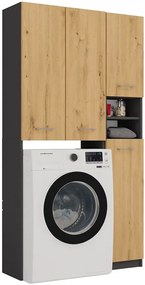 Komplet 2 szafek łazienkowych antracyt + dąb artisan S6-R68