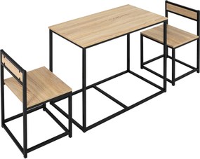 HOMCOM Zestaw stołu jadalnego z 2 krzesłami, Kompaktowy zestaw stołu i krzeseł do jadalni, salonu, kuchni, z ramą metalową