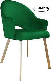 Krzesło Velvet tkanina Welur noga metalowa : Kolor nogi - Złota profil, Kolor tkaniny - VELVET - MG25, Typ siedziska - Siedzisko obrotowe 360°