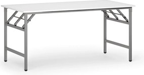 Stół konferencyjny FAST READY, 160x80 cm, szaro-srebrna podstawa, biały