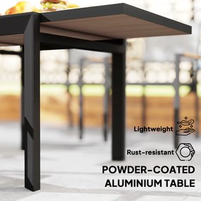 Outsunny Rozkładany Stół Ogrodowy z Aluminium 80/160x80 cm, Odporny na Warunki Atmosferyczne, na Balkon dla 6 Osób, Naturalne Drewno