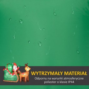 Outsunny Mikołaj na saneczkach z reniferem, dmuchany, z białym oświetleniem LED, 210 x 80 x 140 cm