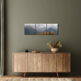 Obraz - Widok na grzbiety górskie (z zegarem) (90x30 cm)