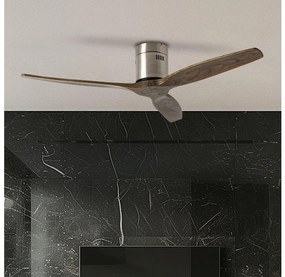 ZEVENTI - Wentylator sufitowy SPELLO z Wi‑Fi Tuya, chrom/dąb + pilot