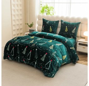 PrzytulneMieszkanie.pl PrzytulneMieszkanie.pl Pościel z mikropluszu CHRISTMAS DRIFT zielona Rozmiar pościeli: 2 szt 70 x 90 cm | 200 x 220 cm