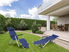 Składany leżak ogrodowy z regulacją Santora 010, niebieski