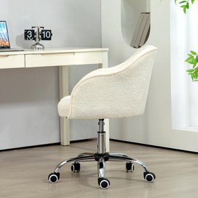 HOMCOM Fotel do home office, Ergonomiczny Fotel Obrotowy z Funkcją Bujania, Atrakcyjna tekstura teddy 56 x 61 x 86 cm Kremowy