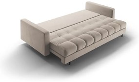 Beżowa aksamitna rozkładana sofa ze schowkiem 222 cm Bali – Cosmopolitan Design