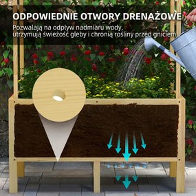 Outsunny Wysokie Łóżko Ogrodowe Drewniane z Tunel Foliowy Skrzynia na Rośliny 110x60x152cm Naturalne | Aosom PL