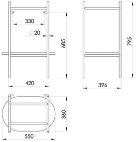 Metalowy stelaż pod umywalkę w czarno-złotym kolorze 55x79,5 cm Puno – Sapho