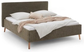 Ciemnozielone tapicerowane łóżko dwuosobowe ze schowkiem i stelażem 160x200 cm Riva – Meise Möbel