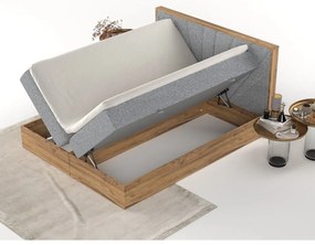 Szaro-naturalne łóżko boxspring ze schowkiem 140x200 cm Asahi – Maison de Rêve