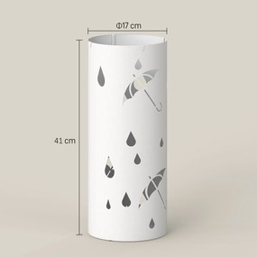 HOMCOM Stojak na parasole, stal, kształt kolumny, wyjmowana taca, Ø17 x 41H cm, Biały | Aosom PL