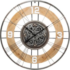 Duży Cichy Zegar Ścienny Metalowo-Drewniany D 90 cm Wielokolorowy