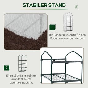 Outsunny Szklarnia Foliowa z Okienkiem 4 Półki Ochrona Roślin Kolor Zielony 70x50x160cm | Aosom PL
