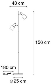 Nowoczesna lampa podłogowa czarna 2-punktowa - Stijn Nowoczesny Oswietlenie wewnetrzne