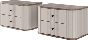 Zestaw szafek nocnych wiszących Vesper 56 cm - kaszmir / orzech / czarne uchwyty