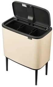 Beżowy stalowy kosz na śmieci do segregacji odpadów otwierany na dotyk 33 l Bo Touch Bin – Brabantia