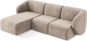 Jasnobrązowy narożnik z tkaniny szenilowej (lewostronny/z szezlongiem) Lani – Makamii