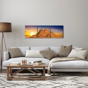 Obraz - piramidy egipskie (z zegarem) (90x30 cm)