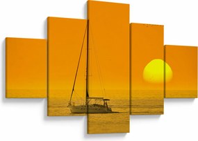 Obraz - Łódź na środku morza (125x70 cm)