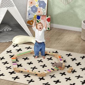 AIYAPLAY Zestaw Belka Balansowa dla Dzieci z Drewna, dla Dzieci 3-8 Lat, Dwustronne Deski do Balansowania dla Zabawnej Koordynacji