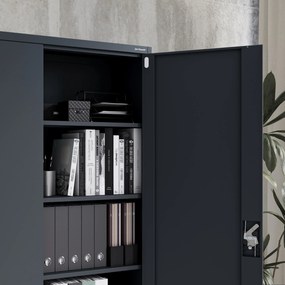 Szafa biurowa metalowa na akta antracytowa JAN II, 1150 x 1850 x 400 mm