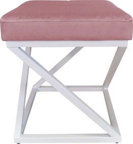 Pufa ZOA tkanina Welur loft ławka podnóżek metal : Kolor Stelaża - Biały, Kolor tkaniny - VELVET - MG58, Typ tkaniny - Velvet