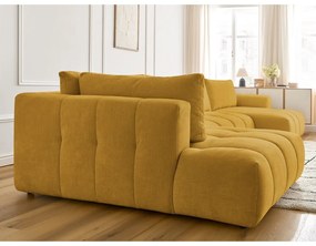 Musztardowy rozkładany/ze schowkiem narożnik (lewostronny/w kształcie litery U) Fuji – Bobochic Paris