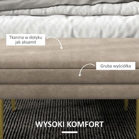 HOMCOM Ławka tapicerowana z pojemnikiem skrzynia do przedpokoju puf beżowa 79,5x37,5x43 cm stalowe nogi siedzisko ze schowkiem | Aosom PL