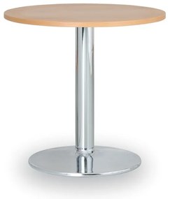 Stolik konferencyjny ZEUS II, średnica 60 cm, chromowana podstawa, buk