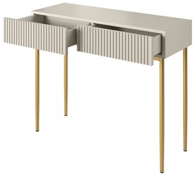 Biurko Nicole 100 cm z szufladami - kaszmir / złote nóżki