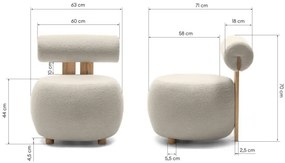 Beżowy designerski fotel HANNA, dąb