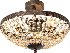 Klasyczna lampa sufitowa brązowa i kryształowa 3-punktowa - Mondrian