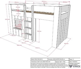 Białe podwyższone łóżko dziecięce z litego drewna sosnowego 90x200 cm RENO – Vipack