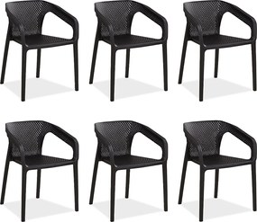 Krzesło ogrodowe 55x74,5x54 cm czarne zestaw 6 sztuk